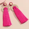 Dangle Chandelier Boho Vintage Fashion Trends Trendy Woman Earrings Set For Women Long Tassel Alloy Pink Wool Piercing Hoop Earrings 230808