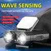 Strålkastare Mini Cap Clip Headlamp Wave Sensor USB uppladdningsbar strålkastare Vattentät ledhuvudfackla för campingfiske lykta
