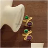 Серьги -грибы Modoma Vintage Ruby и Emerald Inlay Peercing For Women 2023 Современный дизайн из нержавеющей стали роскошные украшения Drop Dhgarden Dhgfp