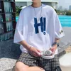 Herr t-skjortor hej tryck bomull streetwear grafik 2023 sommar koreanska mode harajuku t-shirts vintage överdimensionerade casual tees