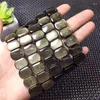 Strand Natural Golden Obsidian Bangle Square Bead Crystal Healing Stone Fashion Gemstone Jewelry Gift 1st 12x14mm