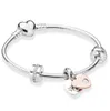 S925 Sterling Silber Luxus Armband Set Perlen Rosa Girly Herz Fit Original Pandora Anhänger Mode Schmuck DIY