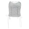 Riemen Vrouwen S Y2K Verstoorde Off-Shoulder Blouse Verleidelijke Lace-Up Bustier Tube Top Open Back Figuur-Knuffelen crop Tops Trendy Streetwear