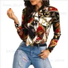 Женская блузская мода уличная одежда панели с контрастной цветовой цепочкой распечатки для печати женские рубашки осень с длинным рукавом отворотный галстук сексуальные рубашки T230808