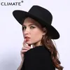 Brede Rand Hoeden Emmer KLIMAAT Vrouwen Jazz Fedora Cowboy Hoed Dames voor Vrouw Man Fedora Cap Mode Polyester Wollen 230808