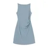 Partykleider Ince Blaues Kleid Sommer High Class Design Sense Kleines französisches ärmelloses kurzes Slip