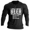 Men's T Shirts Mens Tee Shirt Beer Festival Letter Print Soft Comfortable Tops Round Neck Long Sleeves Top Streetwear Male