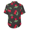 Chemises décontractées pour hommes Chemise de fruits cerises rouges Imprimé à pois Plage Blouses à la mode d'été amples Blouses à manches courtes imprimées Tops surdimensionnés