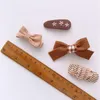 Accessori per capelli 4 pz/set coreano colore caffè Pin Bow tessuto a maglia principessa clip per bambini neonate copricapo bambini