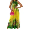 Abiti casual Abito da donna senza maniche con stampa floreale e orlo a balze - Boho Beach Midi Sundress For Vacation