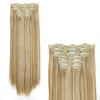 Synthetic Hair Extensions Clip In Hair 1B# 2/30# 613# 27# Color Brazilian Clips On 6 pieces/set 140g