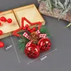 1PCクリスマスベル5つ星ペンダントクリスマスツリーペンダントディー松ぼっくりレッドフルーツ装飾のためのレッドフルーツ装飾新年の装飾L230620