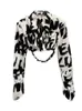 여성 재킷 DEAT 상수 색상 편지 디자인 재킷 하이 스트리트 허리 붕대 긴 슬리브 짧은 코트 트렌드 스프링 11xx1254 230808