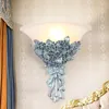 Wandlamp Europese romantische roos creatieve bloem hars beugel licht slaapkamer woonkamer eetkamer gang tv-achtergrond