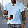 Erkekler Sıradan Gömlekler Nefes Alabilir Pamuk Keten Erkekler Siyah Beyaz Üstler Vintage Katı Düğmeler V Boyun Kısa Kollu Erkek Tişört