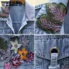 Damesjassen Bloemenborduurwerk Pailletten Jeansjack Korte top Los denim 230808