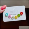 Stud Cüping Yaz All-Match Colorf Daisy Çiçek Geometrik Set Kulak Çıtçıtları Kadınlar için Korece Basit Işık Lüks Kelebek Je Dhgarden Dhxzz