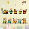 Stickers Muraux Dessin Animé Train Animal Voiture Trafic Transport Autocollant PVC Arc-En-Ballon Stickers pour Nursery Enfants Salon Décors 230808