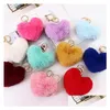 Shoe Parts Accessories 10Cm Love Heart Plush Keychains Cute Cartoon Lazy Rabbit Hair Ball Key Ring Car Bag Pendant Decoartion Gift 10 Col