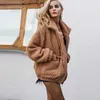 Damenfell Kunstpelz Herbst Winterjacke Damenmäntel 2022 neue Mode koreanischer Reißverschluss Teddyfell Damenmantel Damen Freizeitjacken Frau Pusheen HKD230727