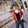 Women's Leather Faux Leather Spring Autumn Women PU Leather Jackets Lady Slim Fit Motorcycle Zipper Coat wine red yellow pink costs lady fashion with A1105 HKD230808