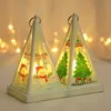 Hemprydnad Godkattekorationer Plastiska Eve Gifts Dinner Tabellfönster Display Santa Claus Snowman Lantern Light L230620