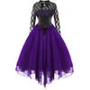 Lässige Kleider Viktorianisches Gothic-Kleid Punk Vintage Mittelalterliche Frauen Herbst Chiffon Spitze Langarm Korsett Party Steampunk Kleidung