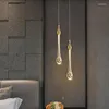 Pendant Lamps Luxury LED Crystal Chandeliers Water Drop Bedroom Bedside Modern Simple Bar Decorative Lights