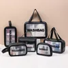 化粧品バッグケースFudeam透明なPVC女性バッグ防水旅行トイレタリーストレージ編成PUメイクアップメイクアップハンドバッグ230808
