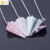 Breloques CSJA Guérison Cristal Pendule pour Divination Radiesthésie Rose Quartz Pendules Pierre Naturelle Reiki Pendentif Pendulos E112 230807