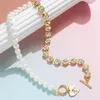 Ras du cou coeur pendentif collier pour femmes à la mode élégant asymétrie chaîne perles cristal amour mariée luxe bijoux amoureux cadeaux