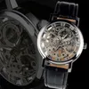 2021 Relogio Männlichen Luxus Gewinner Marke handaufzug Leder Band Skeleton Mechanische Armbanduhr Für Männer reloj hombre216q