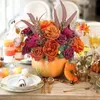 Decorative Flowers Wreaths Yan Autumn Artificial Flowers Combo Box for DIY Wedding Bridal Bouquets Fall Orange Flower with Stems Arrangement Cake Decor 230808