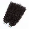 Curly Tape in Human Hair Extensions Natuurlijke Zwarte Onzichtbare Tape op ins Extension 100g/40st