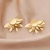 Stud Earrings Selling Personalized Trendy Metal Lotus Flower Gilded Petals Frosting Fashion Sweet Cool Women's Jewelry Gifts