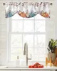 Curtain Autumn Pumpkin Eucalyptus Leaves Window Living Room Kitchen Cabinet Tie-up Valance Rod Pocket