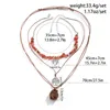 Geschichtete Seilkette mit Baum-/Stein-Anhänger-Halskette für Frauen, trendiger Steinperlen-Halsband am Hals, 2023, Modeschmuck-Accessoires