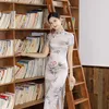 Roupas étnicas Plus Size 3XL 4XL 5XL Estampa Floral Qipao Chinês Tradicional Cheongsam Feminino Verão Sexy Vestido Slim Vintage Vestidos Clássicos