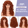 Synthetic Wigs Red Brown Copper Ginger Short Curly for Women Natural Wave with Bangs Heat Resistant Cosplay Hair HIHOO 230807