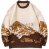 Erkek Sweaters Erkekler Hip Hop Sokak Giyim Harajuku Sweater Vintage Japon Tarzı Kar Dağ Örme Kazak Kış Kırışma Krop Triko J230808