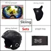 Ski Helmets Snowboard Ski Helmet with Ski Goggle Mask Suit Integrally-molded Breathable Helmet Big Vision Snowboard Glasses Snow Sports HKD230808