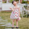 Flickans klänningar Gaun Suspender Bordir Buah Baru Anak Perempuan Musim Panas Gaun Putri Jaring Anak Perempuan Gaun Kasual Gambar Daisy Bayi Perempuan Imut