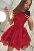 Sexy elegante renda vermelha uma linha vestidos de boas-vindas em camadas alta baixa faixa de laço curto festa de formatura vestidos de coquetel vestido de festa robe de mariee