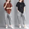 Femmes deux pièces pantalon irrégulier haut ample été printemps costume femmes chauve-souris chemise à manches courtes T-shirt et Harem Baggy ensemble 2023