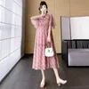 Moderskapsklänningar 6977# 2023 Summer Korean Fashion Floral Printed Maternity Long Dress Elegant A Line Slim Clothes For Pregnant Women Pregrancy HKD230808