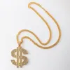 Pendentif Colliers Hip Hop Dollar Symbole Collier Bijoux Personnalisés Tendance Femmes Hommes Chaîne Cadeau