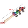 wholesale 18CM Wooden Baby Rattle Rainbow Rattles With Bell Wooden Toys Orff Instruments Educational ToyZZ