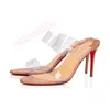 Tacones altos con base roja para mujer, zapatos de diseñador, sandalias de tacón de aguja, punta puntiaguda, plataforma de 8 cm y 10 cm