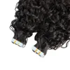 Curly Tape in Human Hair Extensions Natuurlijke Zwarte Onzichtbare Tape op ins Extension 100g/40st