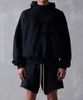 23FW USA Pullover da uomo con stampa floccata Felpa con cappuccio nera Moda autunno inverno Streetwear Felpa con cappuccio Pantaloni Set di tute